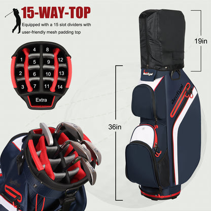 15-Way Golf Cart Bag with Cooler & Rain Cover – Lightweight for Men & Women