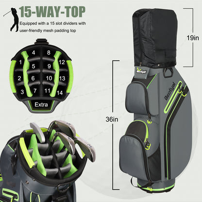 15-Way Golf Cart Bag with Cooler & Rain Cover – Lightweight for Men & Women