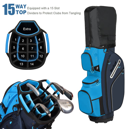 15-Way Golf Cart Bag with Cooler, Handles, Rain Cover & Divider System