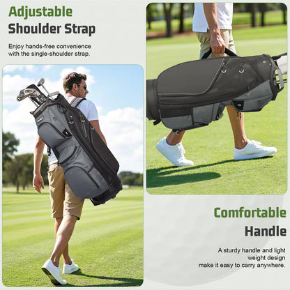 15-Way Golf Cart Bag with Cooler, Handles, Rain Cover & Divider System