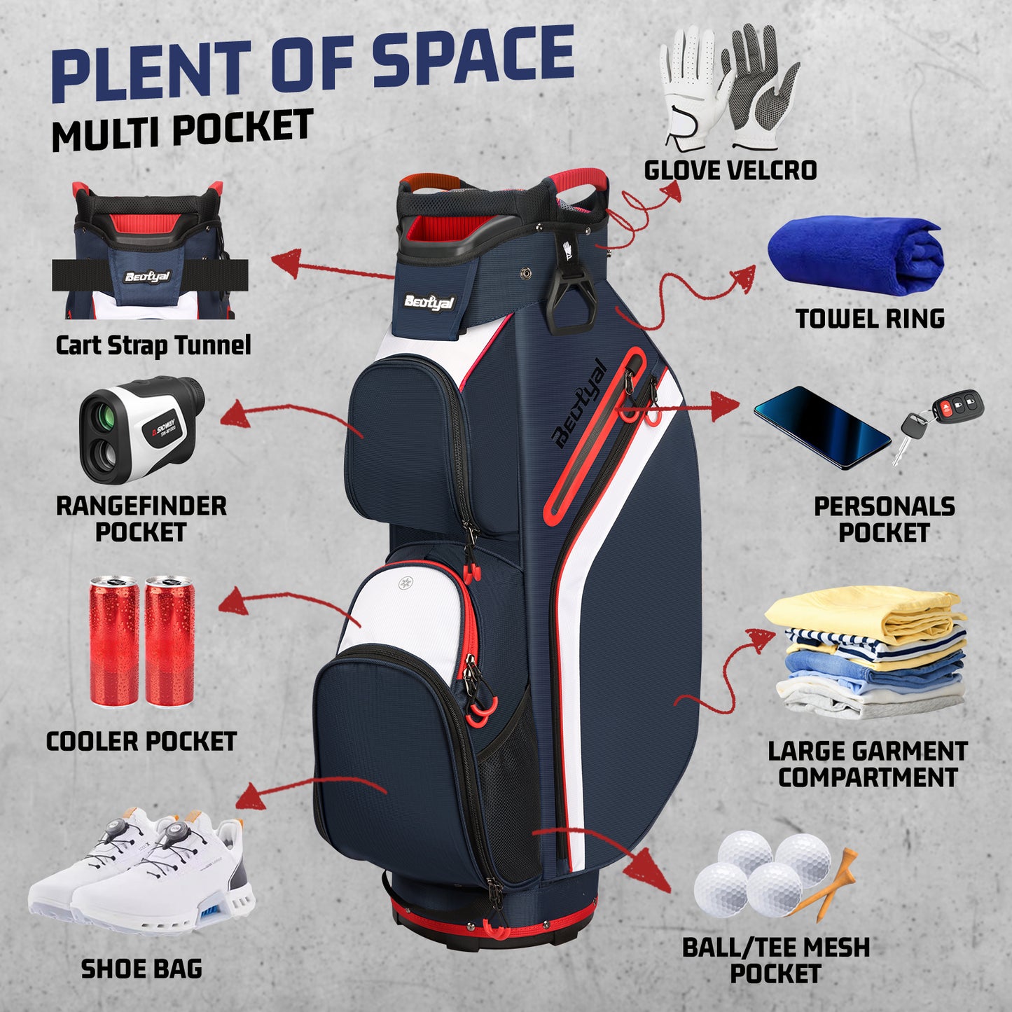 15-Way Golf Cart Bag with Cooler & Rain Cover – Lightweight for Men & Women