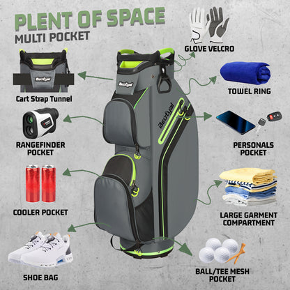 15-Way Golf Cart Bag with Cooler & Rain Cover – Lightweight for Men & Women