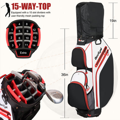 15-Way Golf Cart Bag with Cooler & Rain Cover – Lightweight for Men & Women