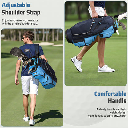15-Way Golf Cart Bag with Cooler, Handles, Rain Cover & Divider System