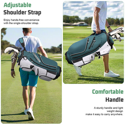 15-Way Golf Cart Bag with Cooler, Handles, Rain Cover & Divider System