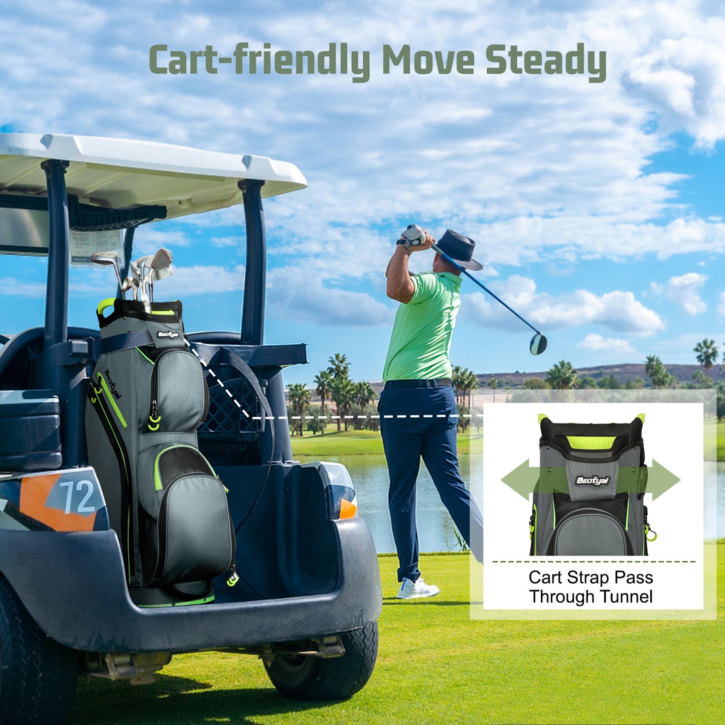 15-Way Golf Cart Bag with Cooler & Rain Cover – Lightweight for Men & Women