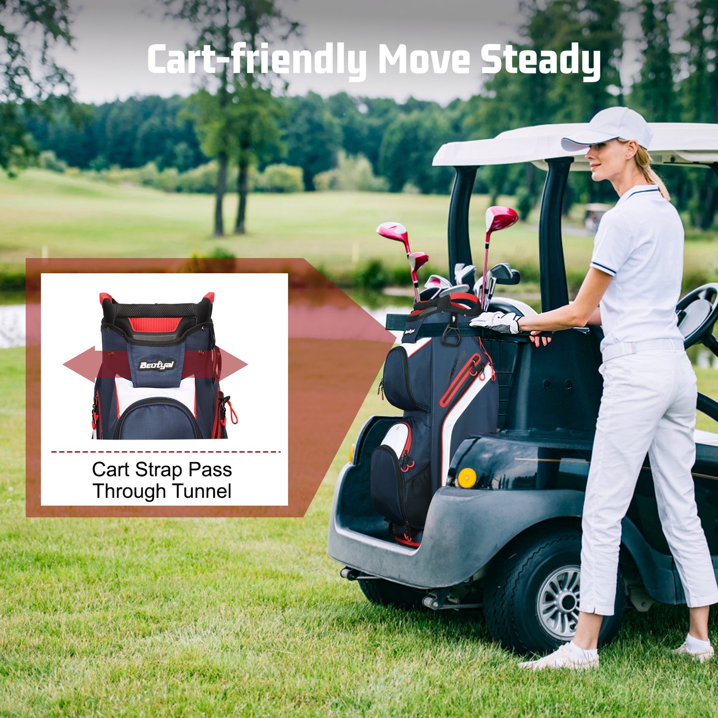 15-Way Golf Cart Bag with Cooler & Rain Cover – Lightweight for Men & Women