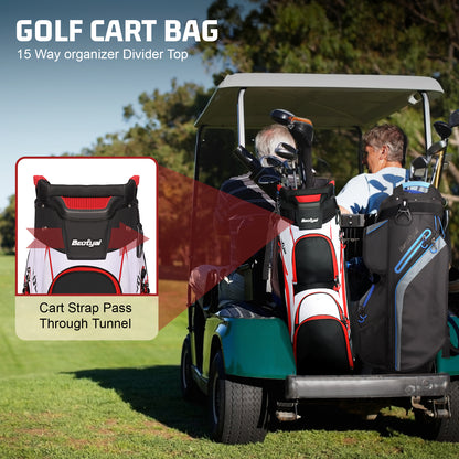 15-Way Golf Cart Bag with Cooler & Rain Cover – Lightweight for Men & Women