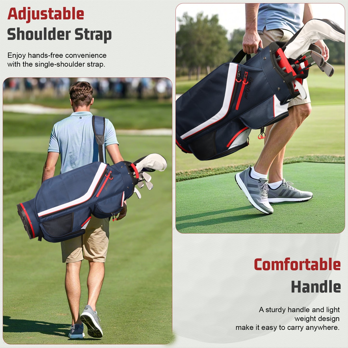 15-Way Golf Cart Bag with Cooler & Rain Cover – Lightweight for Men & Women