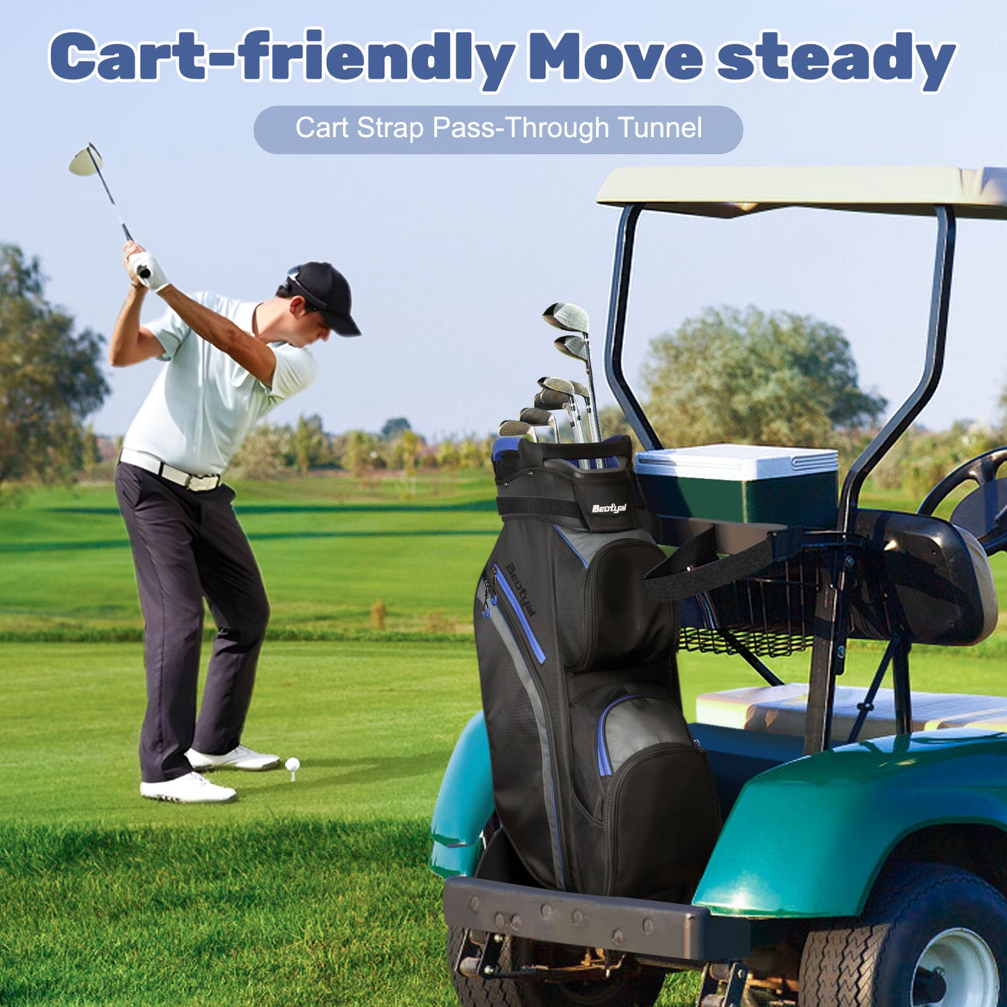 15-Way Golf Cart Bag with Cooler & Rain Cover – Lightweight for Men & Women