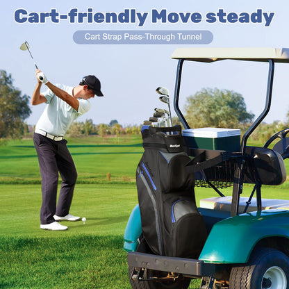 15-Way Golf Cart Bag with Cooler & Rain Cover – Lightweight for Men & Women