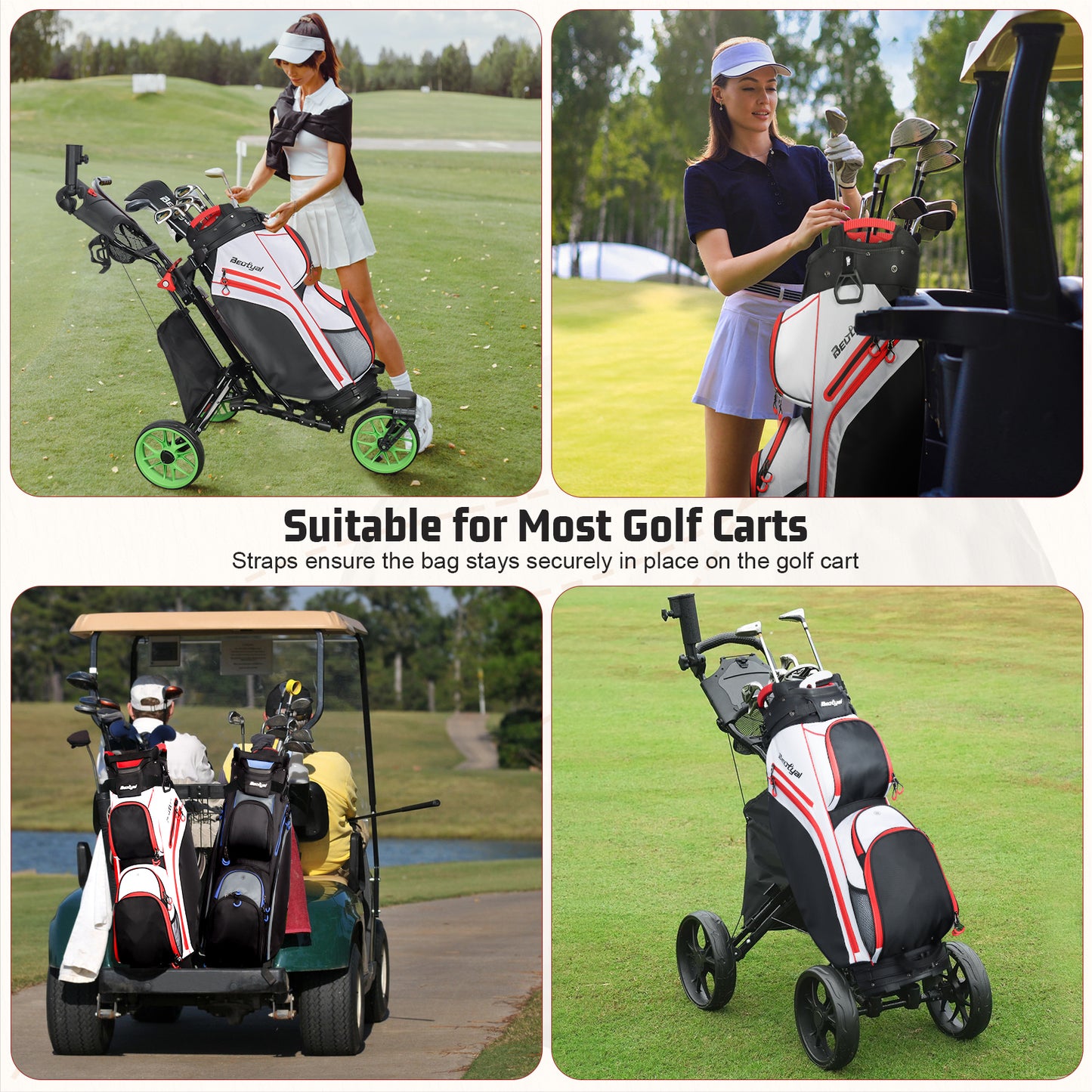 15-Way Golf Cart Bag with Cooler & Rain Cover – Lightweight for Men & Women