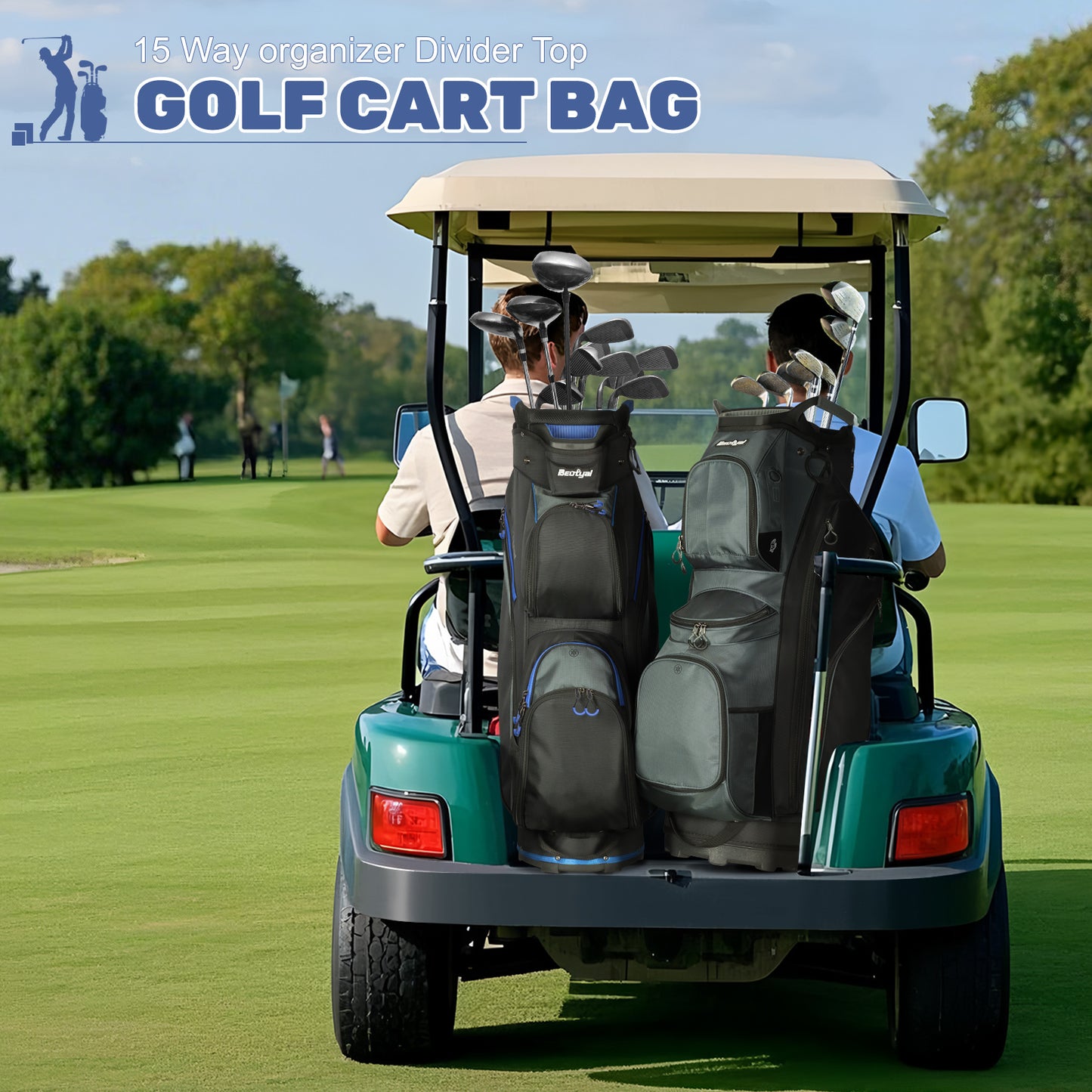 15-Way Golf Cart Bag with Cooler & Rain Cover – Lightweight for Men & Women