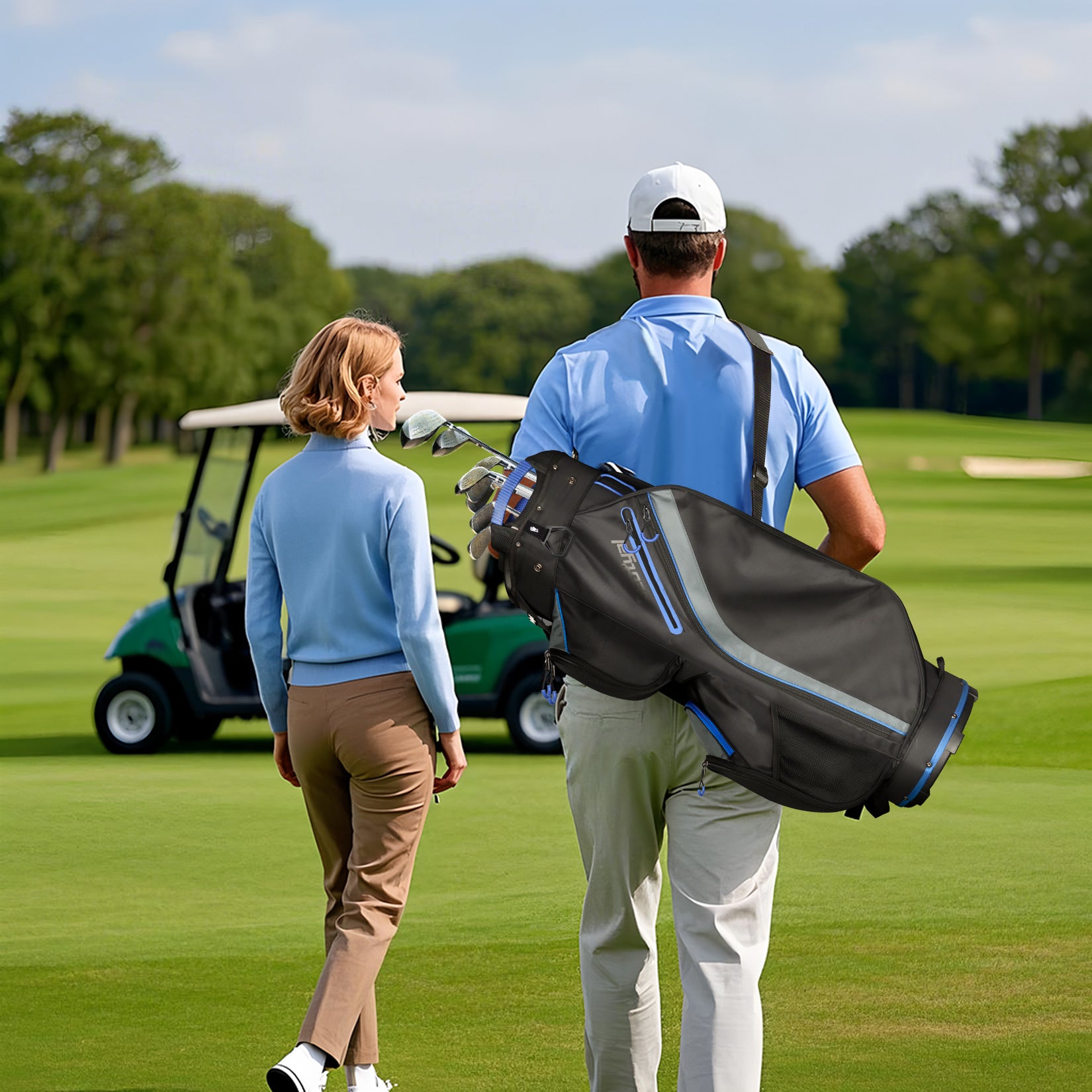15-Way Golf Cart Bag with Cooler & Rain Cover – Lightweight for Men & Women