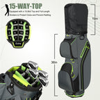 15-Way Golf Cart Bag with Cooler & Rain Cover – Lightweight for Men & Women