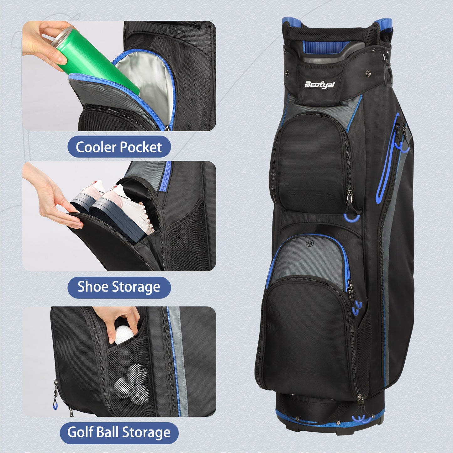 15-Way Golf Cart Bag with Cooler & Rain Cover – Lightweight for Men & Women