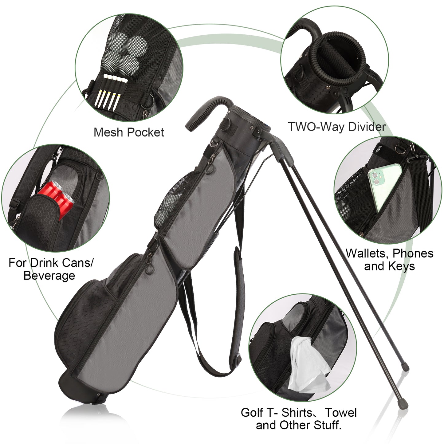 Lightweight Golf Stand Bag – Portable Par 3 Carry Bag with Shoulder Strap