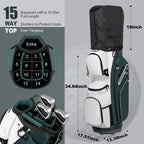 15-Way Golf Cart Bag with Cooler, Handles, Rain Cover & Divider System