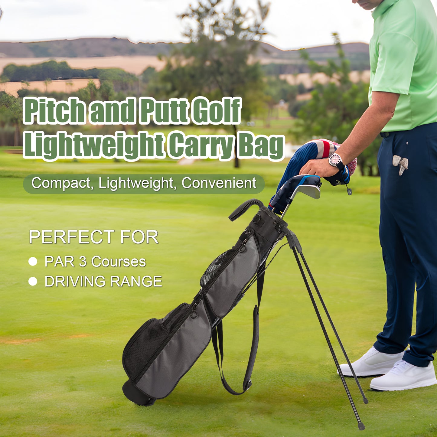 Lightweight Golf Stand Bag – Portable Par 3 Carry Bag with Shoulder Strap