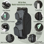 15-Way Golf Cart Bag with Cooler, Handles, Rain Cover & Divider System
