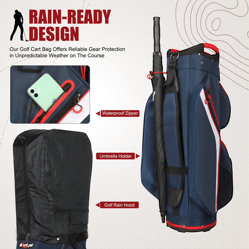 15-Way Golf Cart Bag with Cooler & Rain Cover – Lightweight for Men & Women