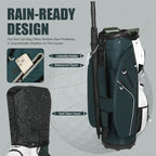 15-Way Golf Cart Bag with Cooler, Handles, Rain Cover & Divider System