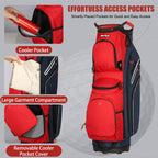 15-Way Golf Cart Bag with Cooler, Handles, Rain Cover & Divider System