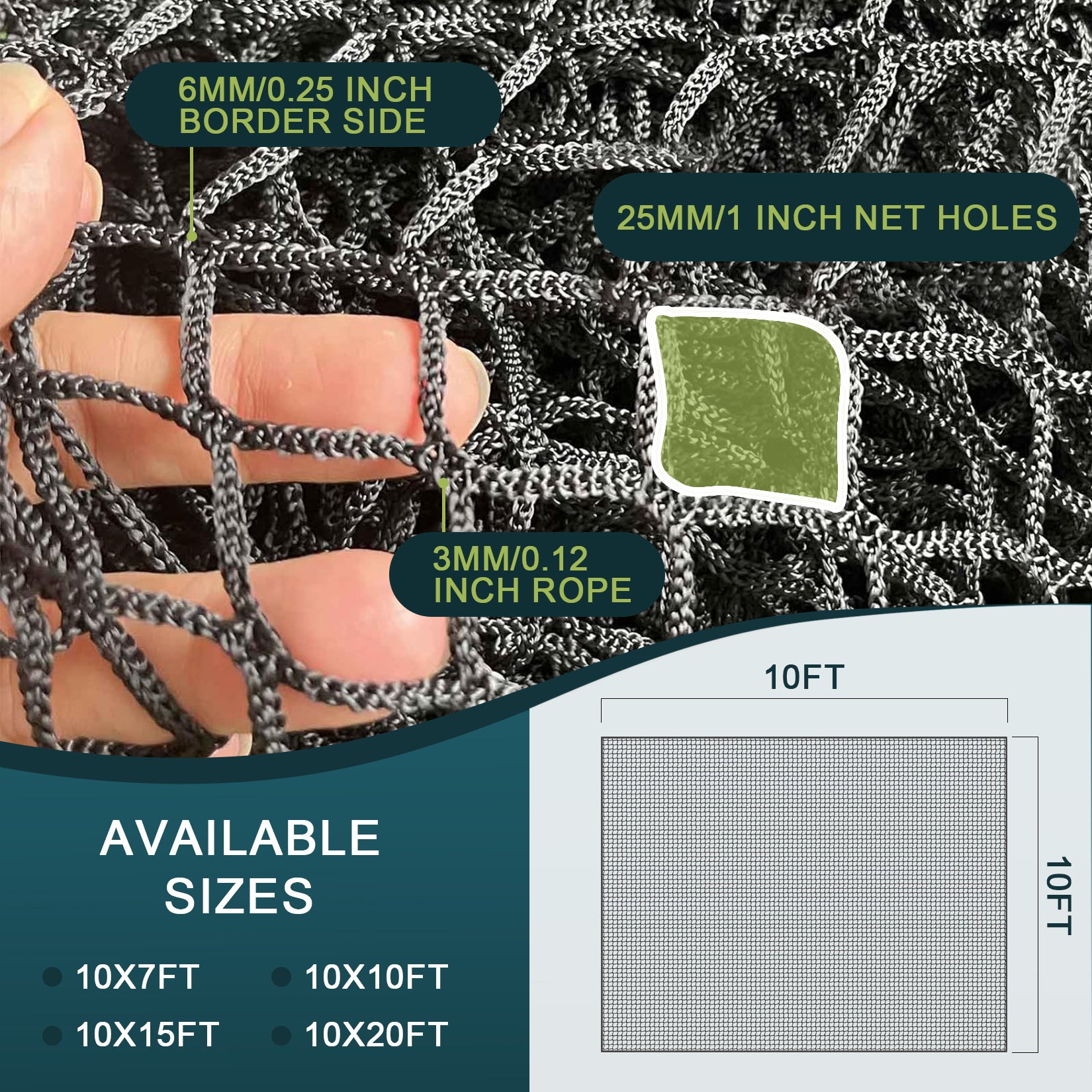 Heavy Duty Golf & Sport Practice Net – 7ft, 10ft, 15ft, 20ft