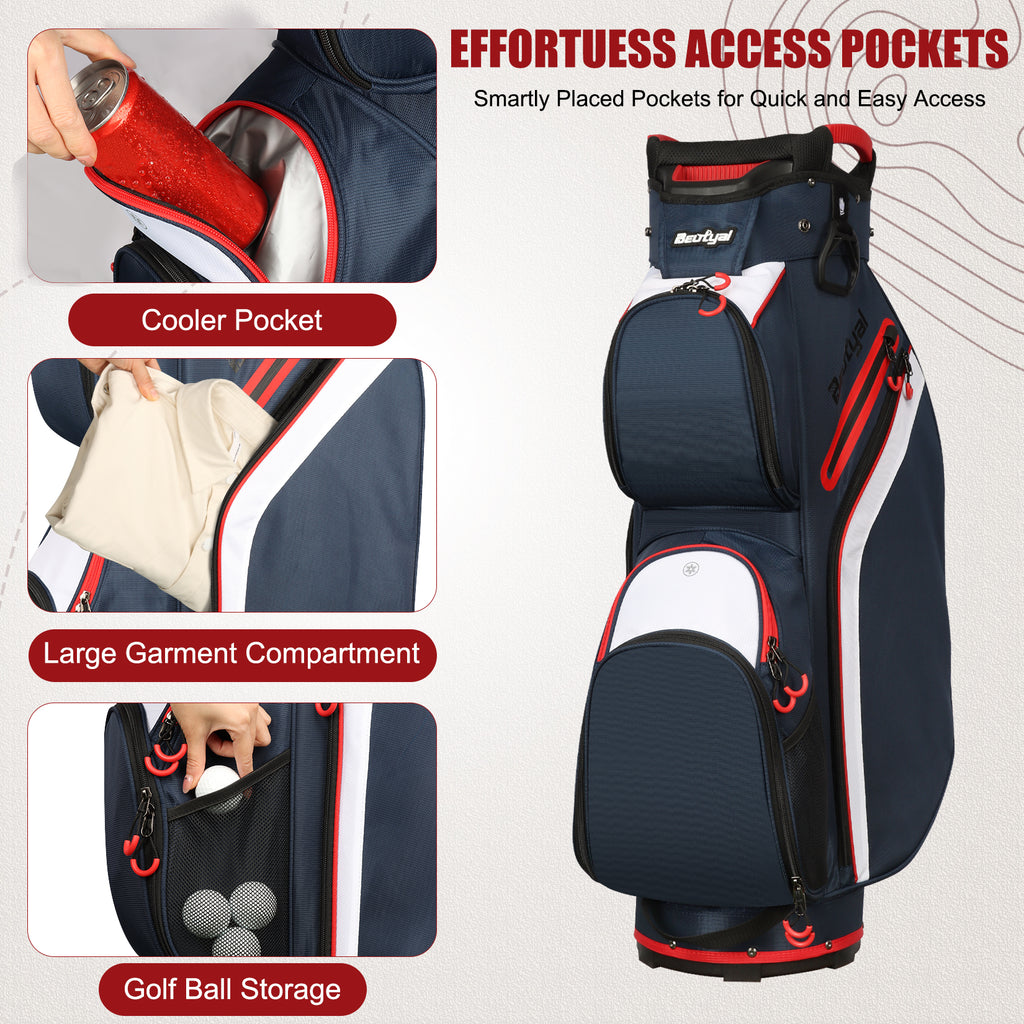 15-Way Golf Cart Bag with Cooler & Rain Cover – Lightweight for Men & Women