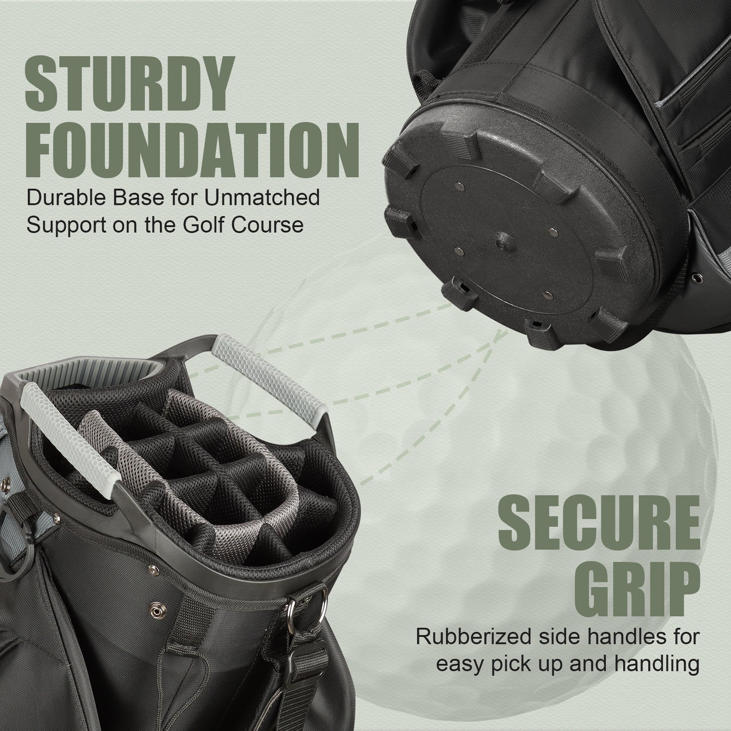 15-Way Golf Cart Bag with Cooler, Handles, Rain Cover & Divider System