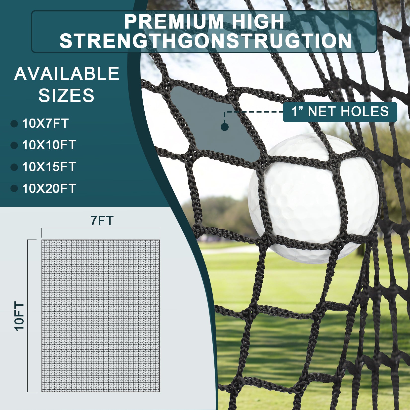 Heavy Duty Golf & Sport Practice Net – 7ft, 10ft, 15ft, 20ft