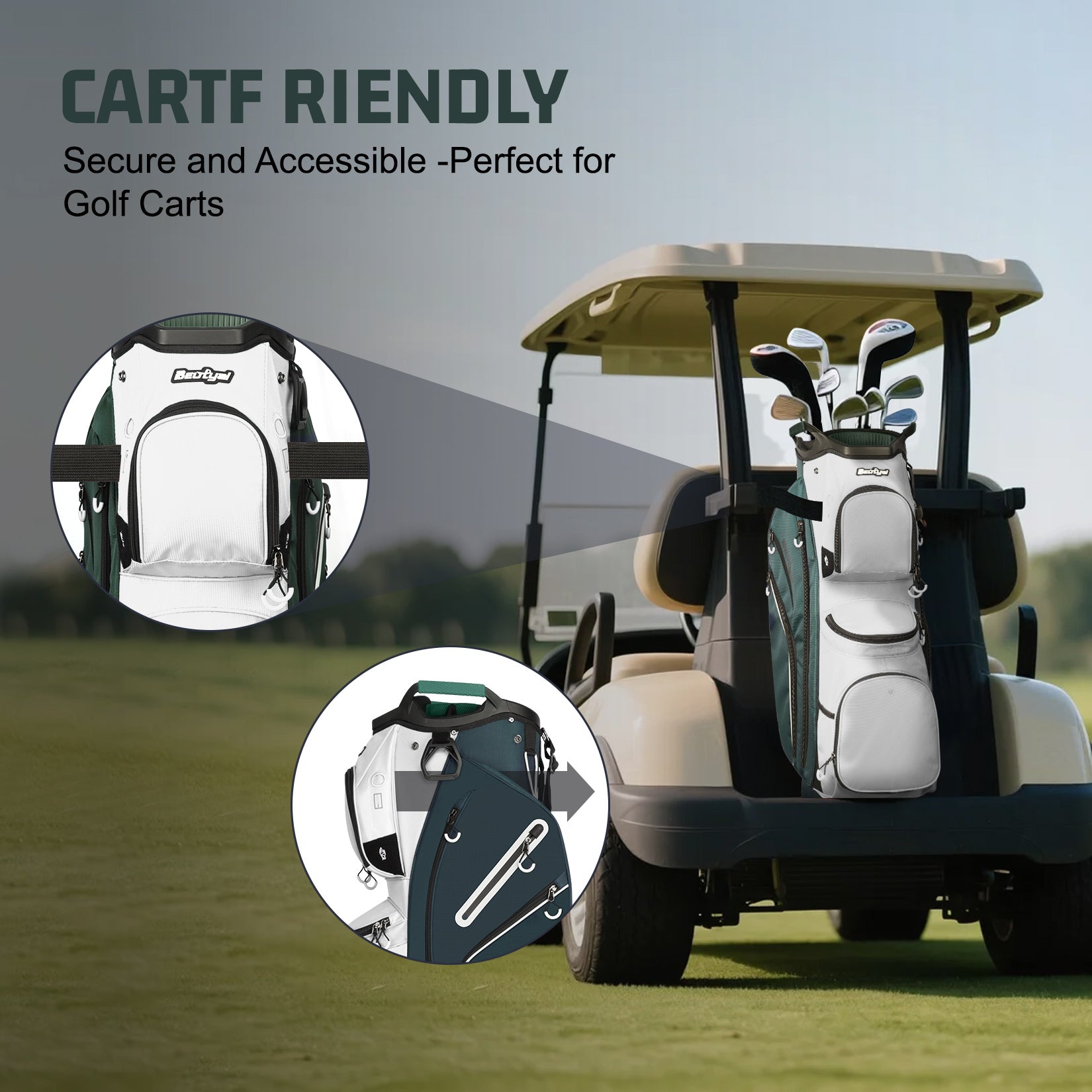 15-Way Golf Cart Bag with Cooler, Handles, Rain Cover & Divider System