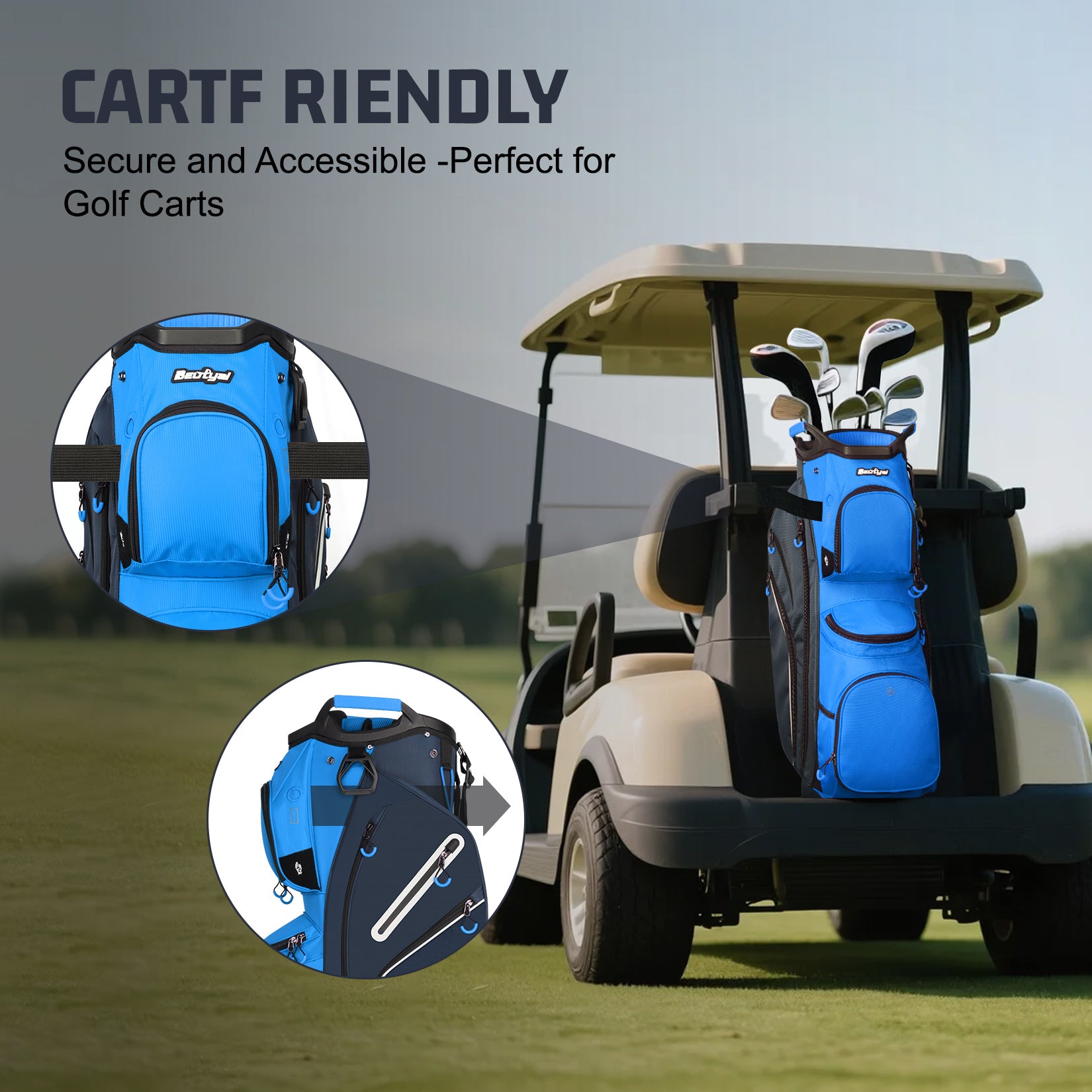 15-Way Golf Cart Bag with Cooler, Handles, Rain Cover & Divider System