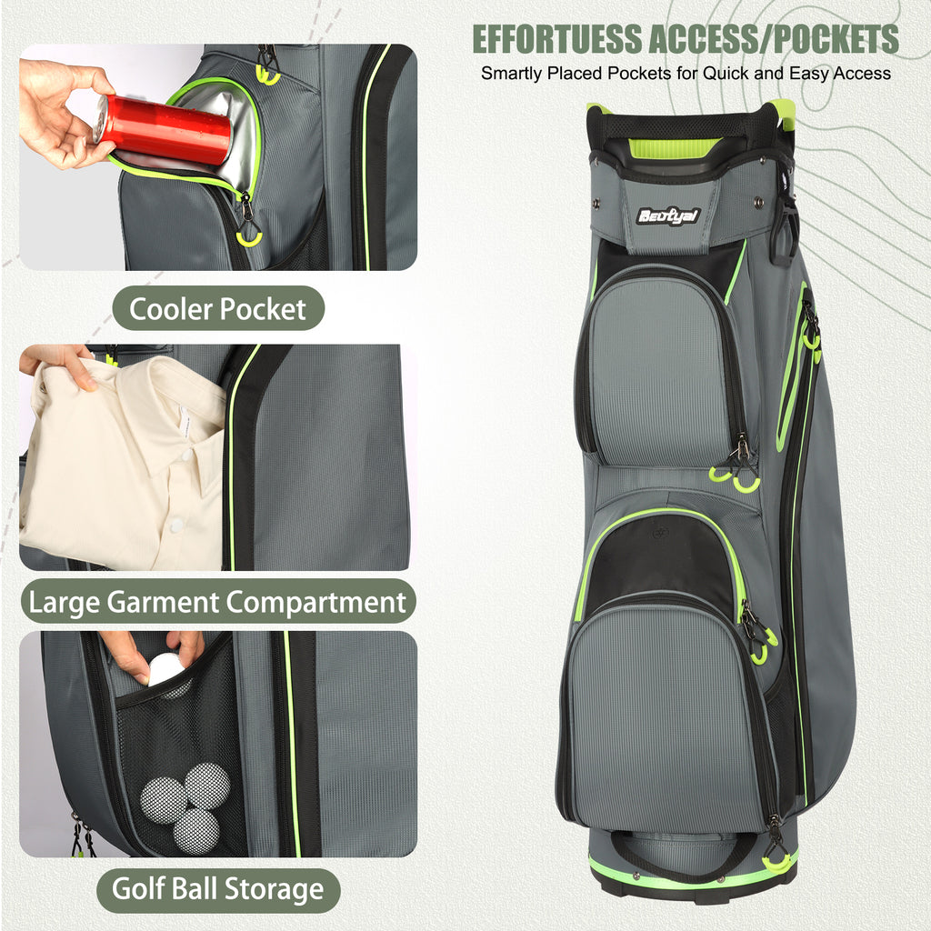 15-Way Golf Cart Bag with Cooler & Rain Cover – Lightweight for Men & Women