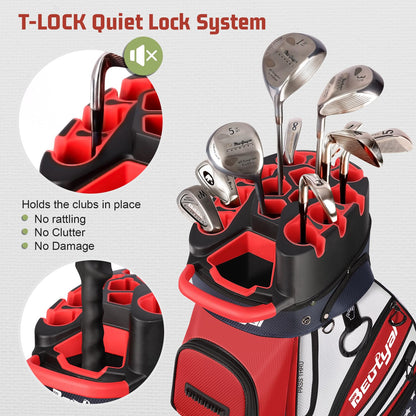 T Lock Golf Cart Bag, 14 Way Full Length Divider Golf Bag for Men