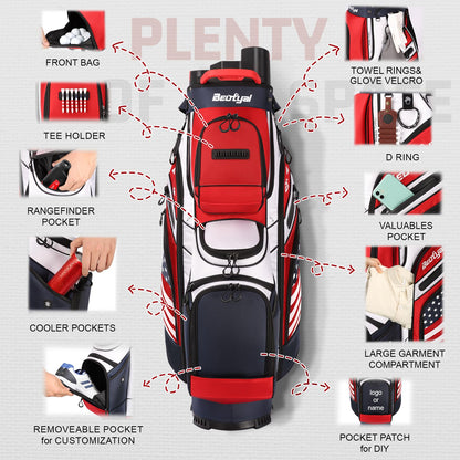 T Lock Golf Cart Bag, 14 Way Full Length Divider Golf Bag for Men