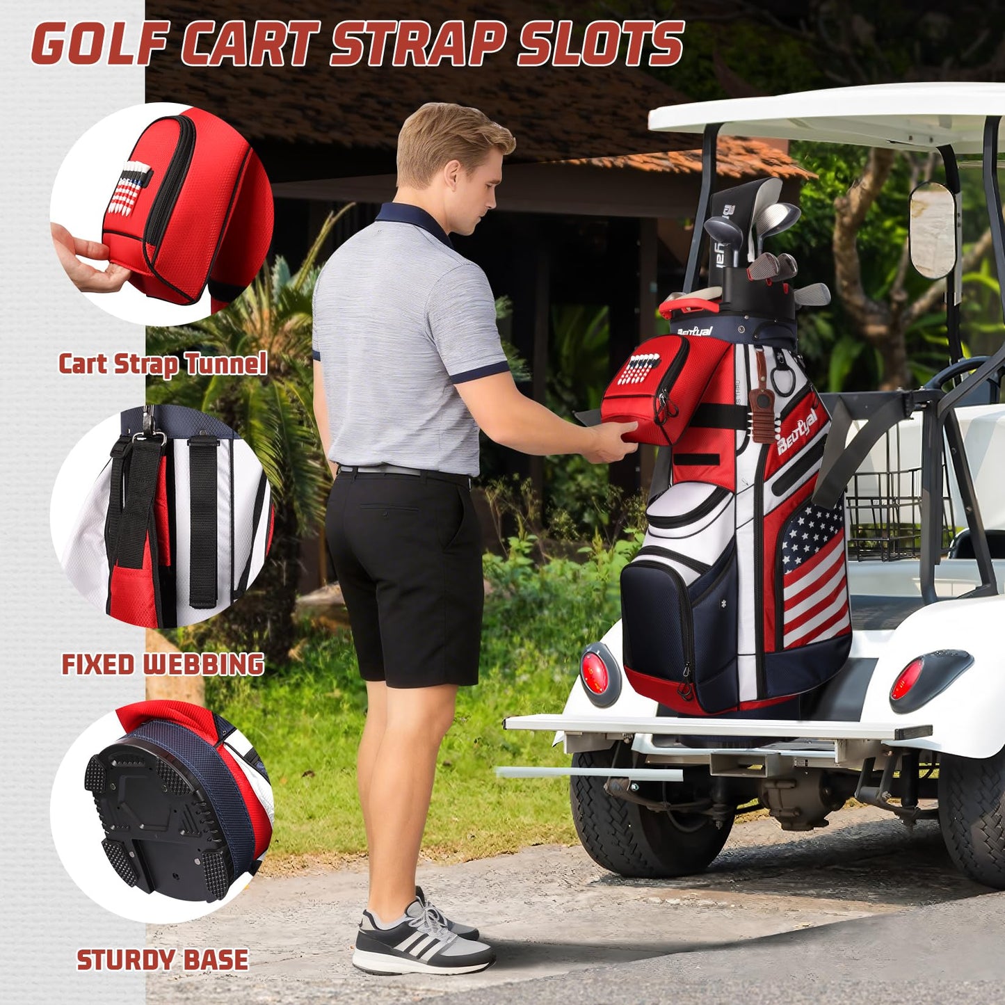 T Lock Golf Cart Bag, 14 Way Full Length Divider Golf Bag for Men