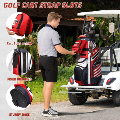 T Lock Golf Cart Bag, 14 Way Full Length Divider Golf Bag for Men