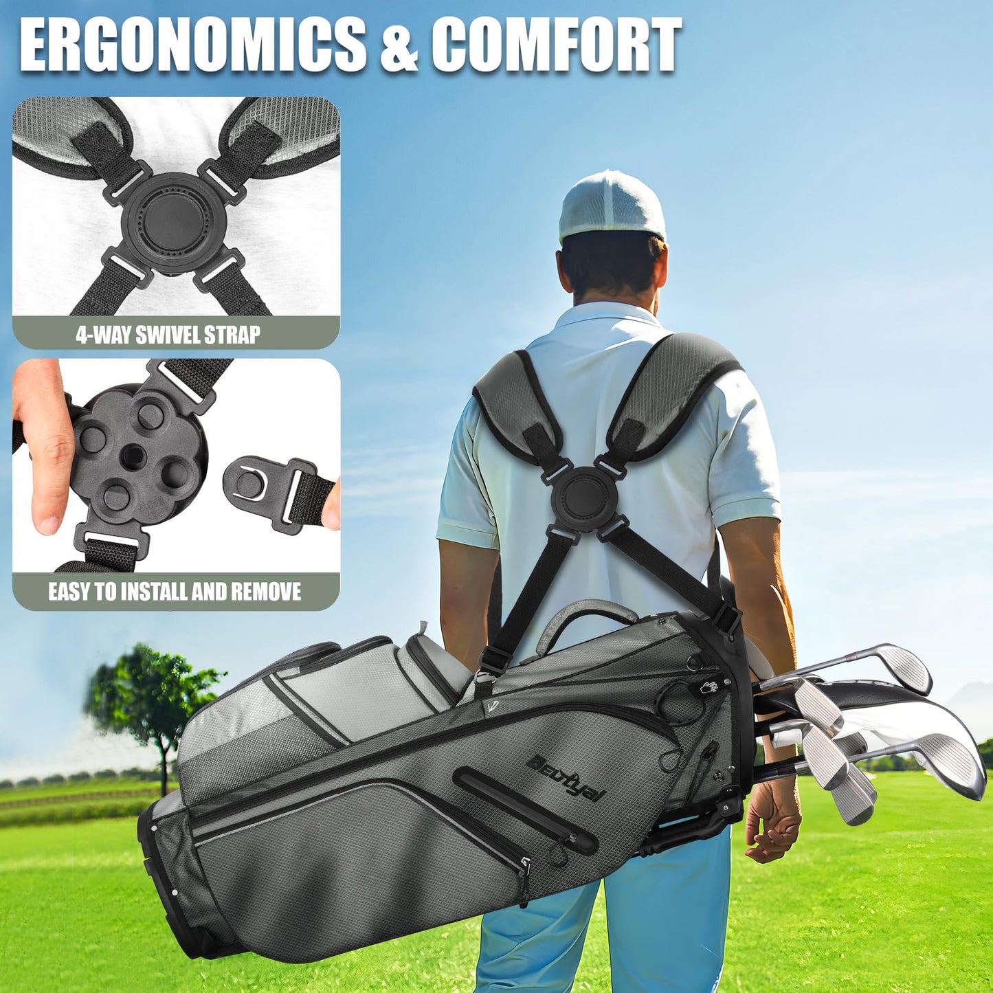 14 Way Golf Stand Bag, Full Length Divider Lightweight Golf Bag