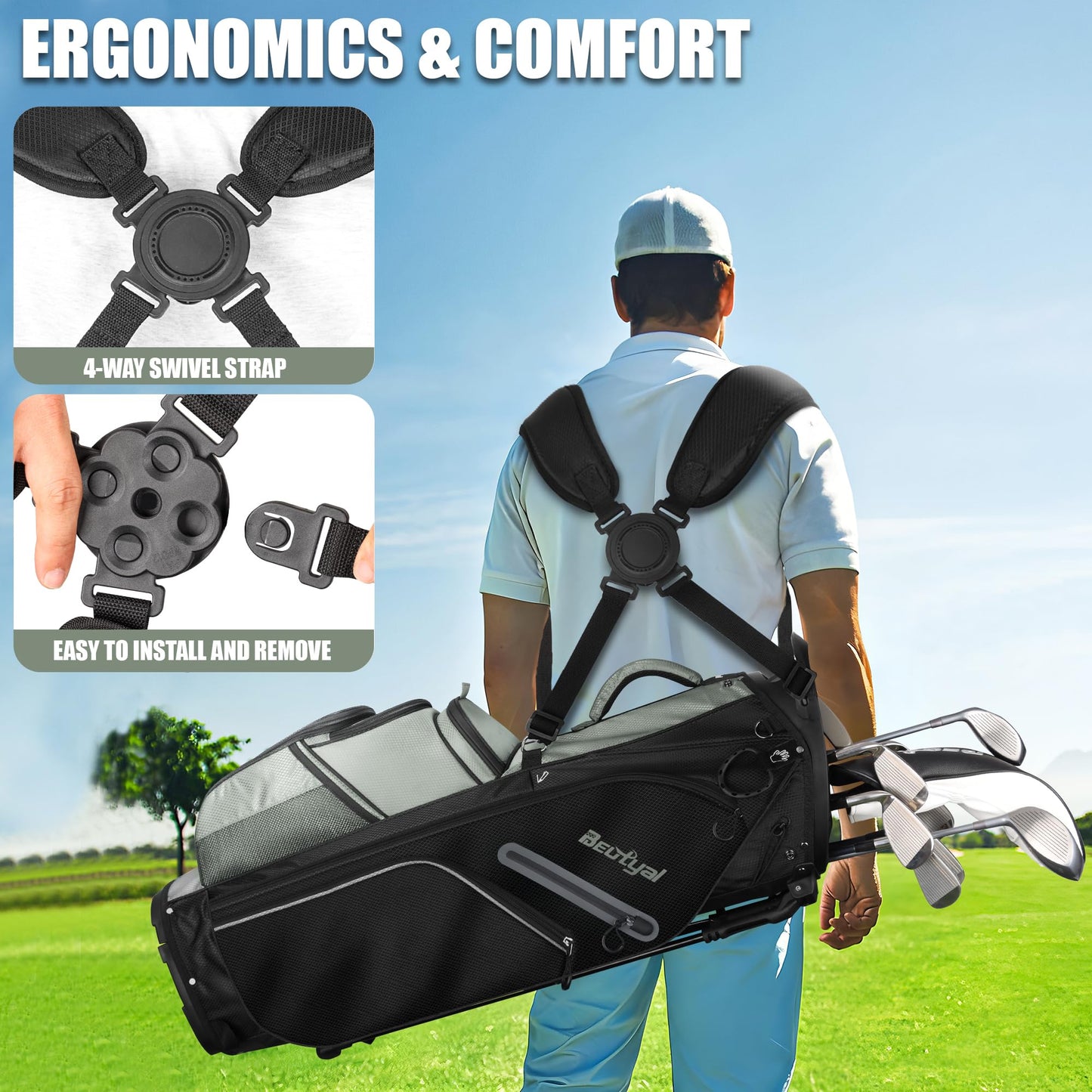 14 Way Golf Stand Bag, Full Length Divider Lightweight Golf Bag