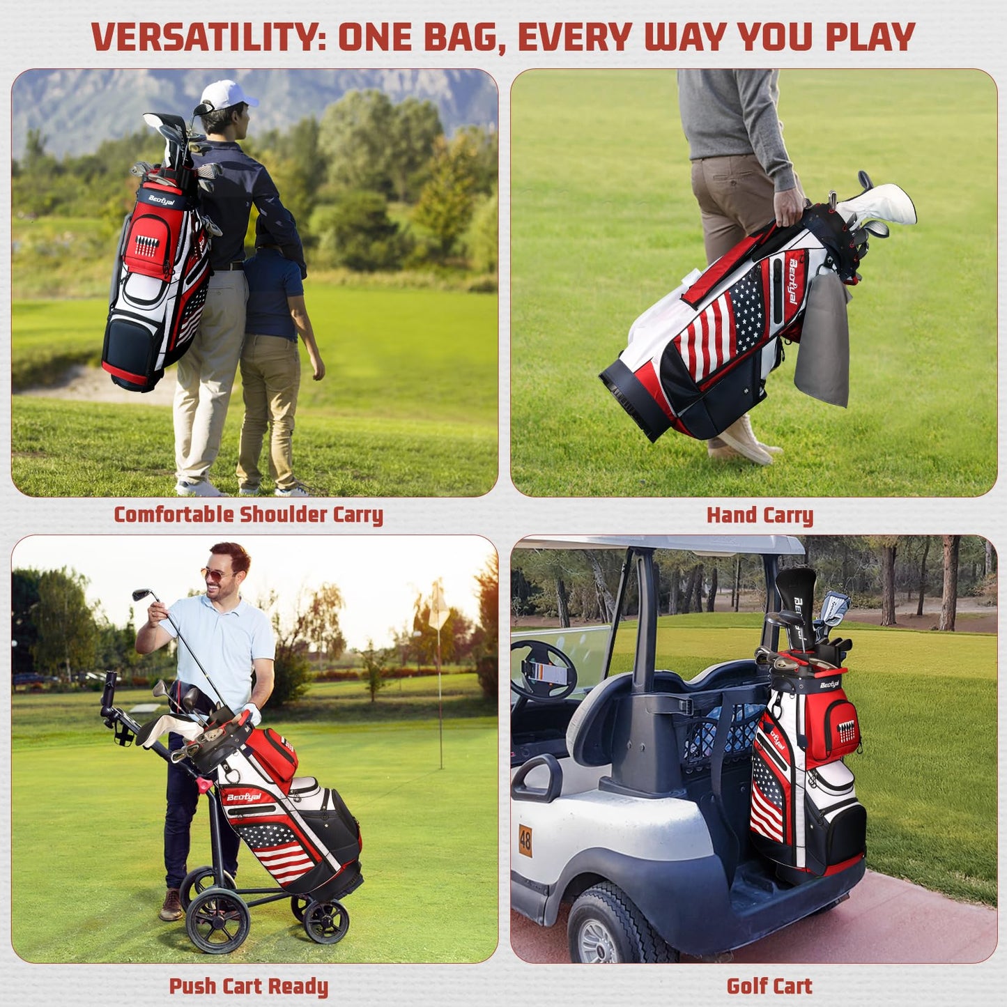 T Lock Golf Cart Bag, 14 Way Full Length Divider Golf Bag for Men