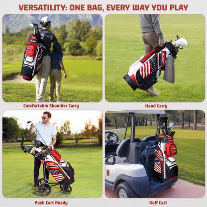 T Lock Golf Cart Bag, 14 Way Full Length Divider Golf Bag for Men