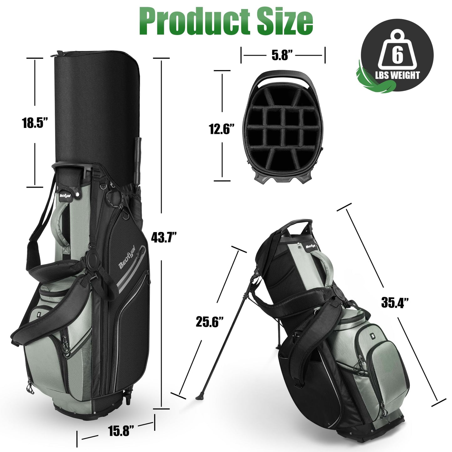 14 Way Golf Stand Bag, Full Length Divider Lightweight Golf Bag