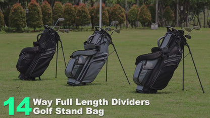 14 Way Golf Stand Bag, Full Length Divider Lightweight Golf Bag